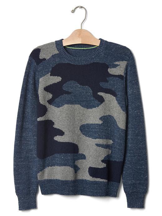 Gap Intarsia Graphic Crew Sweater - True Indigo