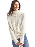 Gap Women Plait Cable Knit Mockneck Sweater - Snow Cap