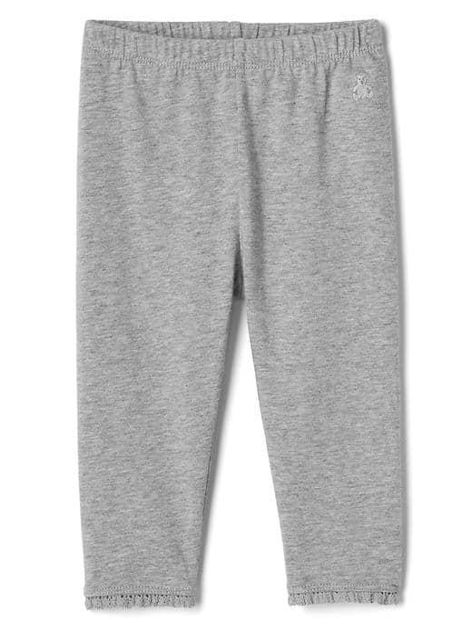 Gap Women Lace Trim Leggings - Gray