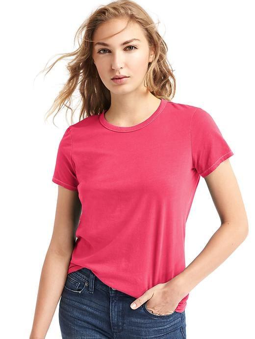 Gap Vintage Wash Sueded Crewneck Tee - Summer Azalea
