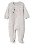 Gap Bunny Face Footed One Piece - Gray Heather