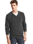Gap Men Wool V Neck Sweater - Charcoal Gray