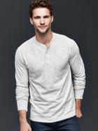 Gap Men Solid Henley - Heather Grey