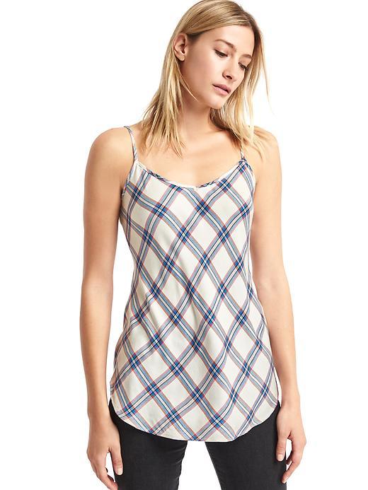 Gap Women Soft Plaid Long Cami - Black Plaid