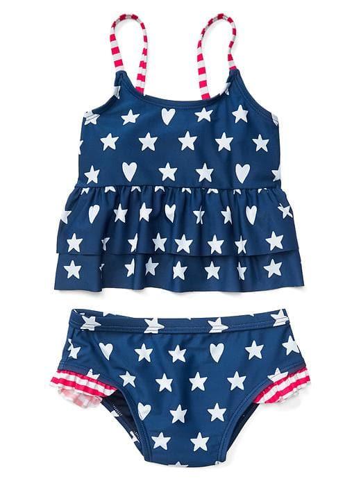 Gap Print Peplum Swim Two Piece - Stars And Stripes