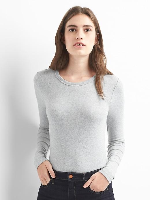 Gap Women Modern Long Sleeve Crew Tee - Heathe Grey