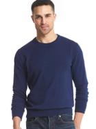 Gap Men Cotton Crewneck Sweater - Navy