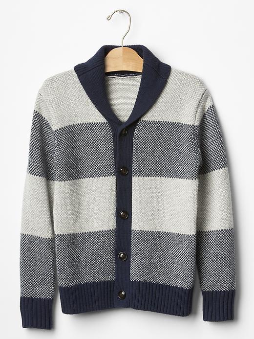 Gap Stripe Shawlneck Cardigan - True Indigo