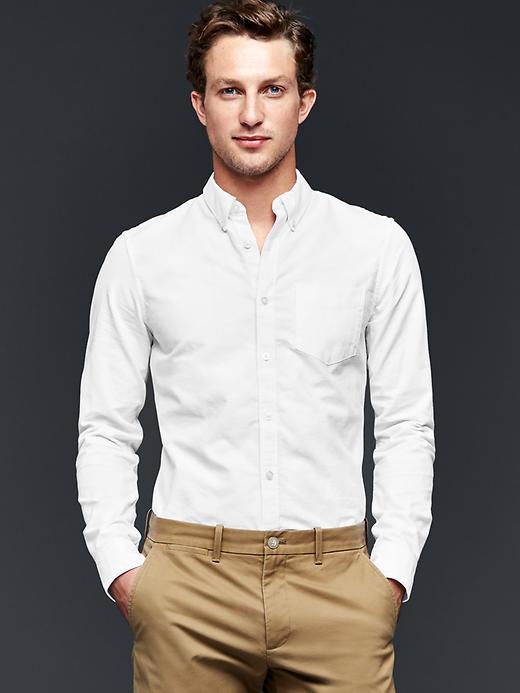 Gap Men Solid Oxford Shirt Slim Fit - White