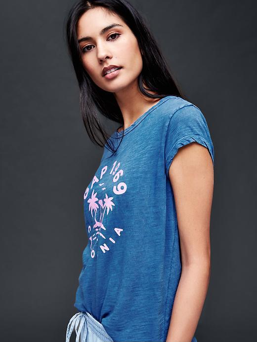 Gap Women Palm Tree Graphic Logo Tee - Peninsula Blue