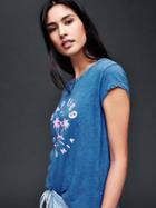 Gap Women Palm Tree Graphic Logo Tee - Peninsula Blue