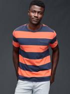 Gap Men Vintage Wash Multi Color Rugby Stripe T Shirt - Red Stripe