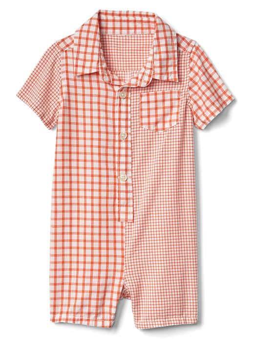 Gap Mix Plaid Shorty One Piece - Orange Buoy