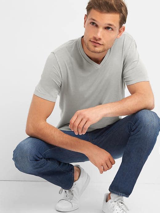 Gap Men Essential V Neck Tee - Urban Jungle Grey