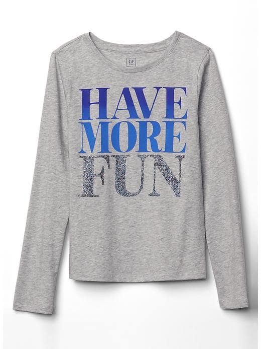 Gap Embellished Graphic Long Sleeve Tee - Heather Gray Light