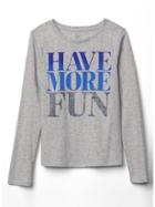 Gap Embellished Graphic Long Sleeve Tee - Heather Gray Light