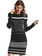 Gap Women Ribbed Colorblock Stripe Sheath Dress - True Black