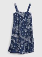 Kids Linen-cotton Bandana Print Tiered Dress