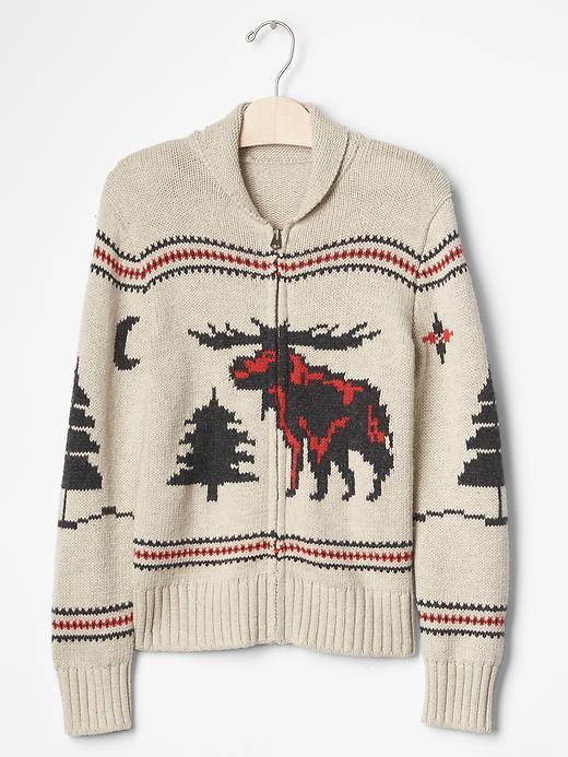 Gap Moose Shawlneck Zip Cardigan - Off White