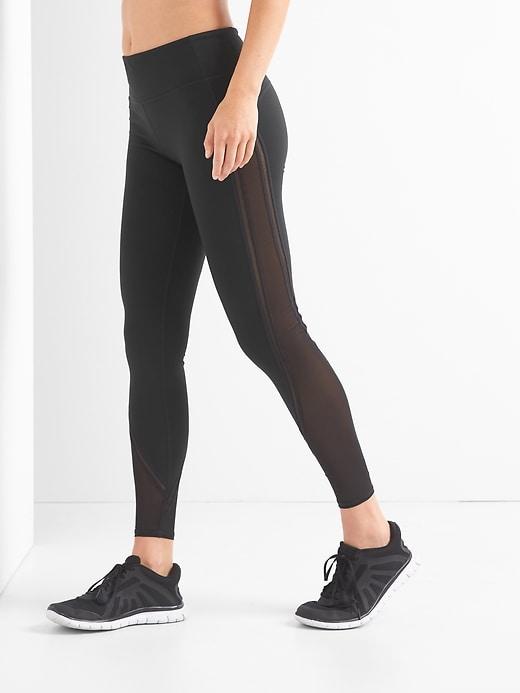Gap Women Gfast High Rise Blackout Mesh Panel Leggings - Black