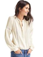 Gap Women Crochet Panel Peasant Blouse - Snow Cap