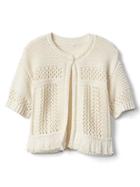 Gap Fringe Short Sleeve Sweater - Ivory