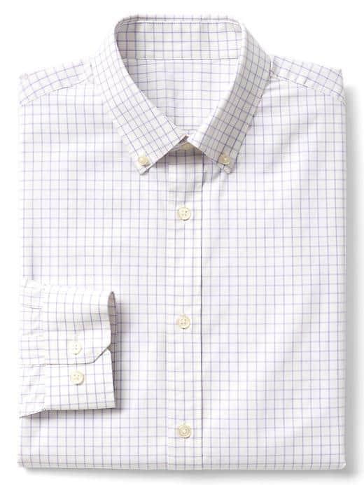 Gap Men Stretch Poplin Windowpane Standard Fit Shirt - Warm Violet