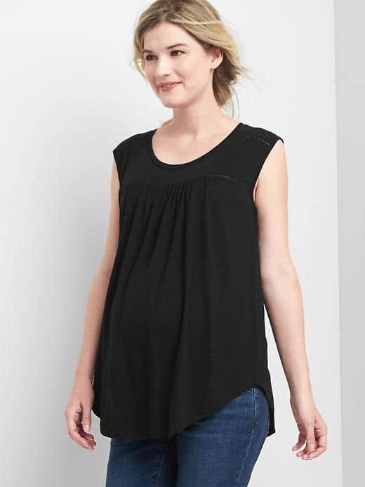 Gap Women Ladder Lace Cap Tee - True Black