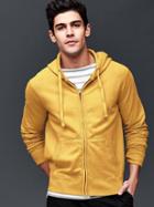 Gap Men Solid Baseball Zip Hoodie - Golden