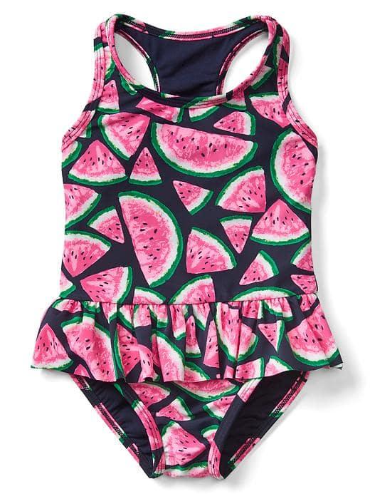 Gap Print Ruffle Racerback Swim One Piece - Watermelon