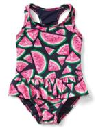 Gap Print Ruffle Racerback Swim One Piece - Watermelon