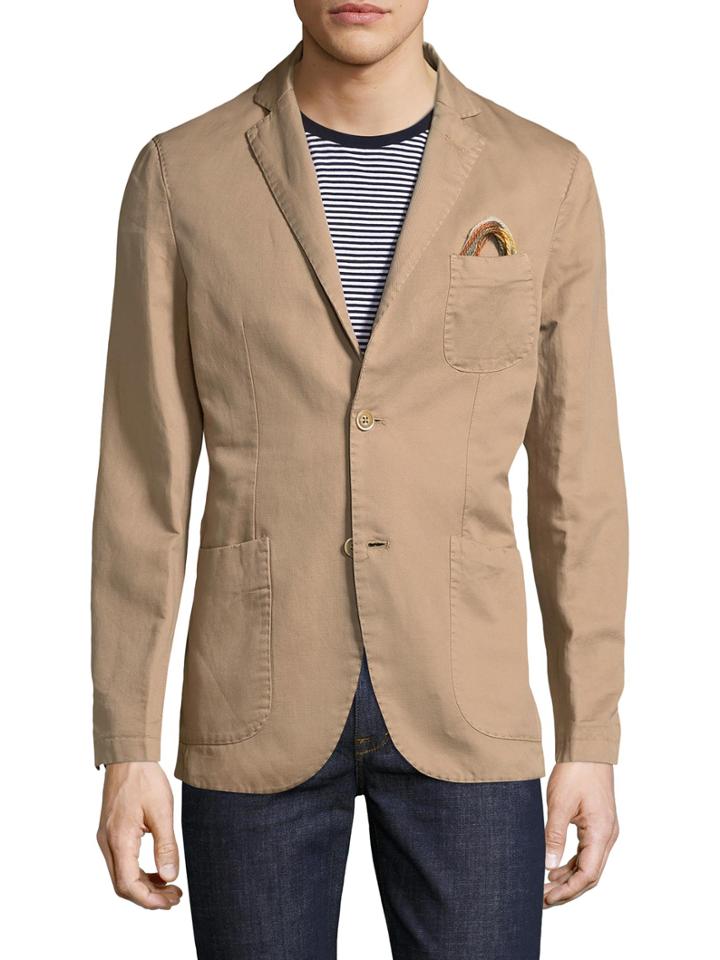 Atp & Co Alan Linen Solid Notch Lapel Blazer