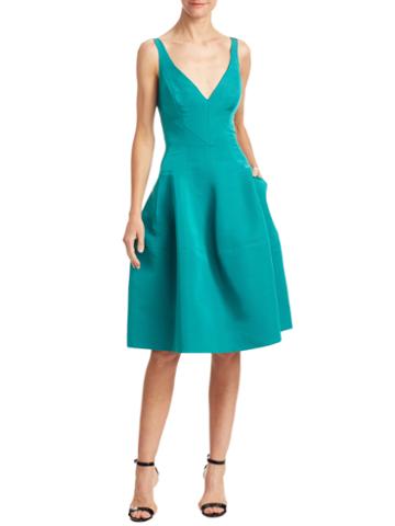 J.mendel Silk V-neck Flared Dress