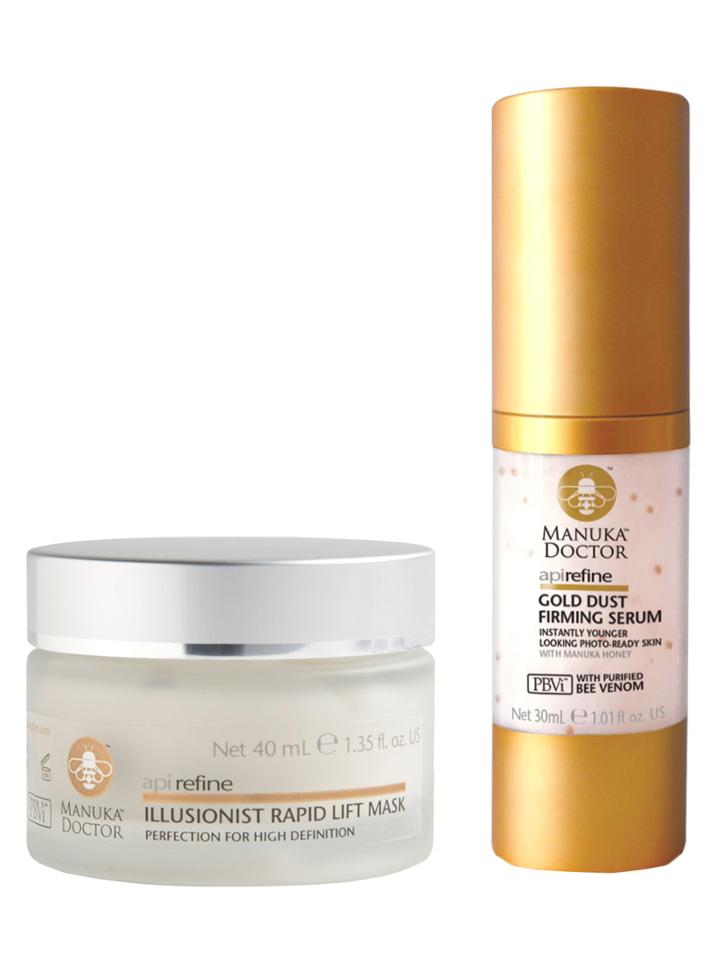 Manuka Doctor Golden Glow Lift & Refine Set - Api Refine Illusionist Rapid Lift Mask + Api Refine Gold Dust Firming Serum