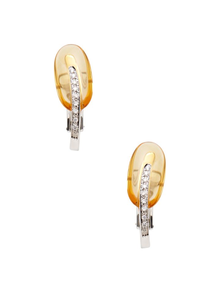 Nanis Contemporary Pave Diamond & Citrine Earrings