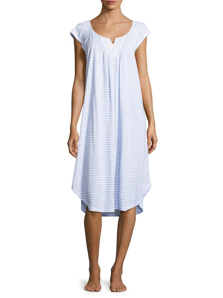 Midnight By Carole Hochman Ballet Cotton Striped Gown