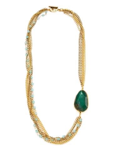Janna Conner Willa Green Fire Agate Station Necklace