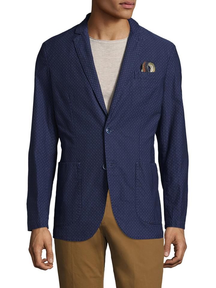 Atp & Co Alan Cotton Printed Notch Lapel Blazer