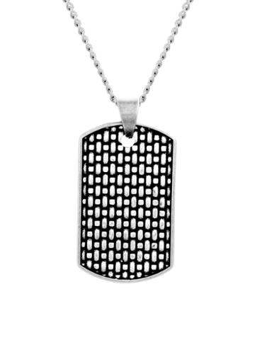 Creed 1913 Weave Textured Dog Tag Rolo Pendant Necklace