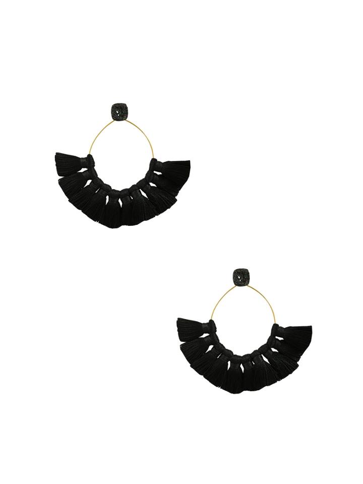 Katherine Karambelas Jewelry Carmen Druzy & Silk Tassel Earrings