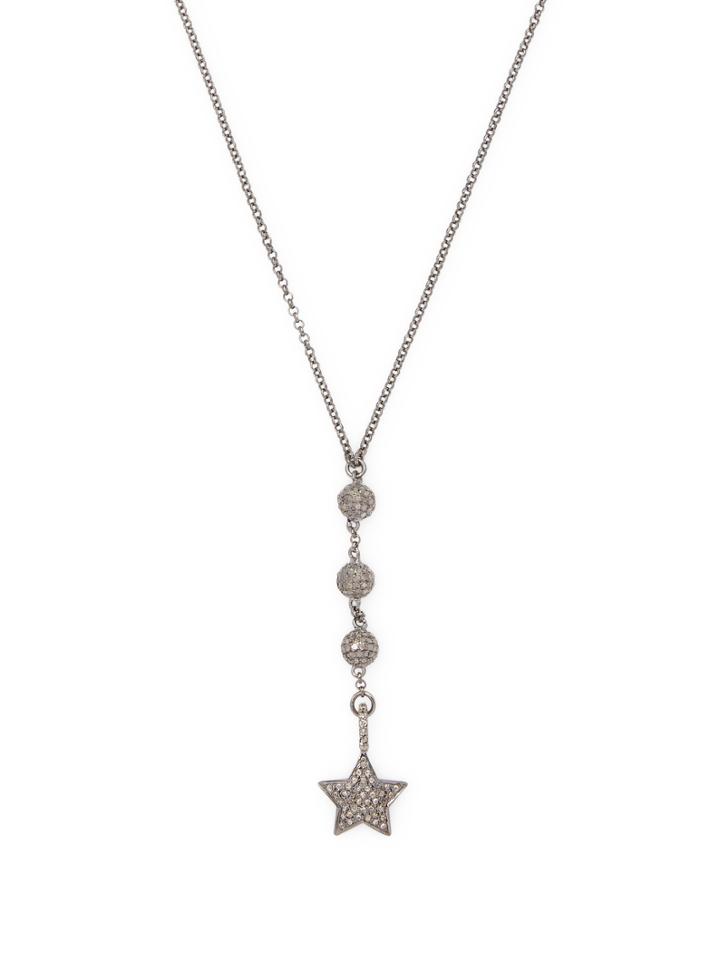Bavna Diamond Star Droplet Necklace