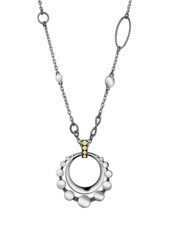 John Hardy Dot Deco Silver & Gold Round Pendant Necklace