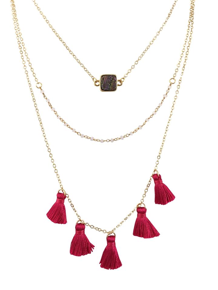 Katherine Karambelas Jewelry Lola 22k Gold & Silk Tassel Layered Necklace