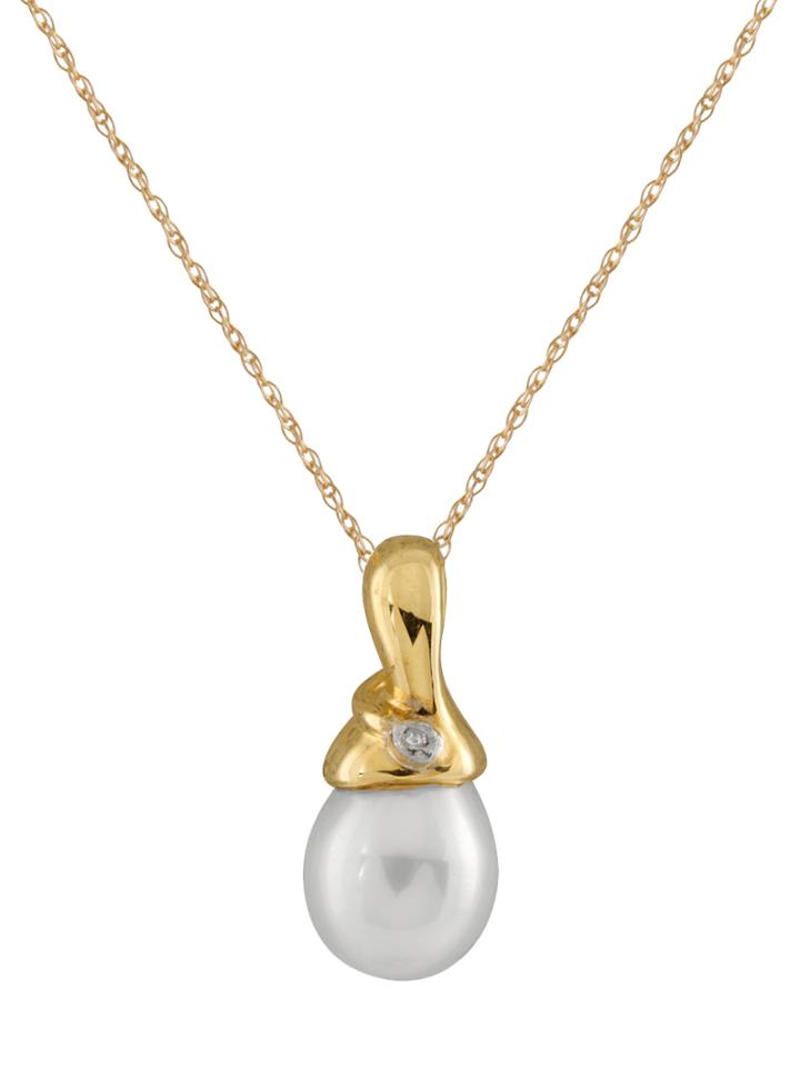 Masako Pearls 10k Yellow Gold & Pearl Bezel Pendant Necklace