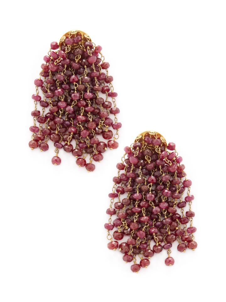 Karma Jewels 18k Yellow Gold & Ruby Tassel Earrings