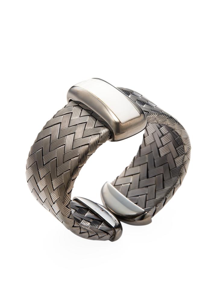 Roberto Coin Mother Of Pearl & Blackened Silver Woven Bangle Bracelet