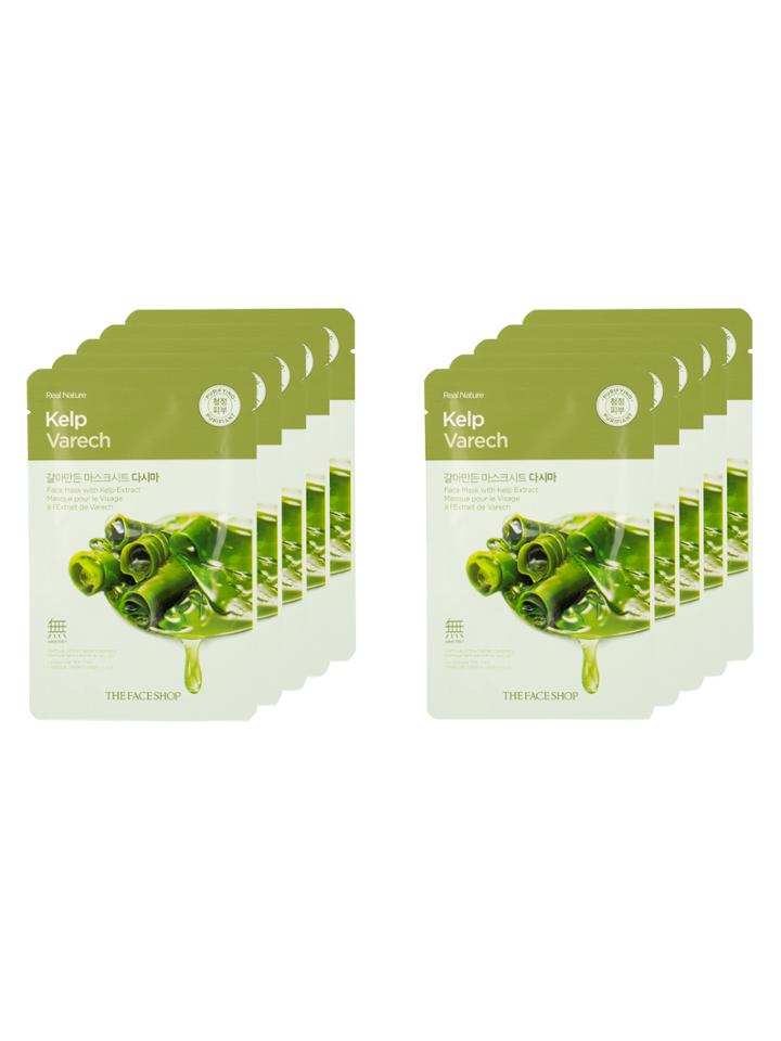 The Face Shop Real Nature Kelp Face Mask - Mineral-rich Set (10 Pc)