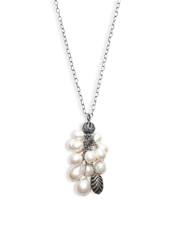 Bavna Baroque Freshwater Pearl, Diamonds & Sterling Silver Pendant Necklace