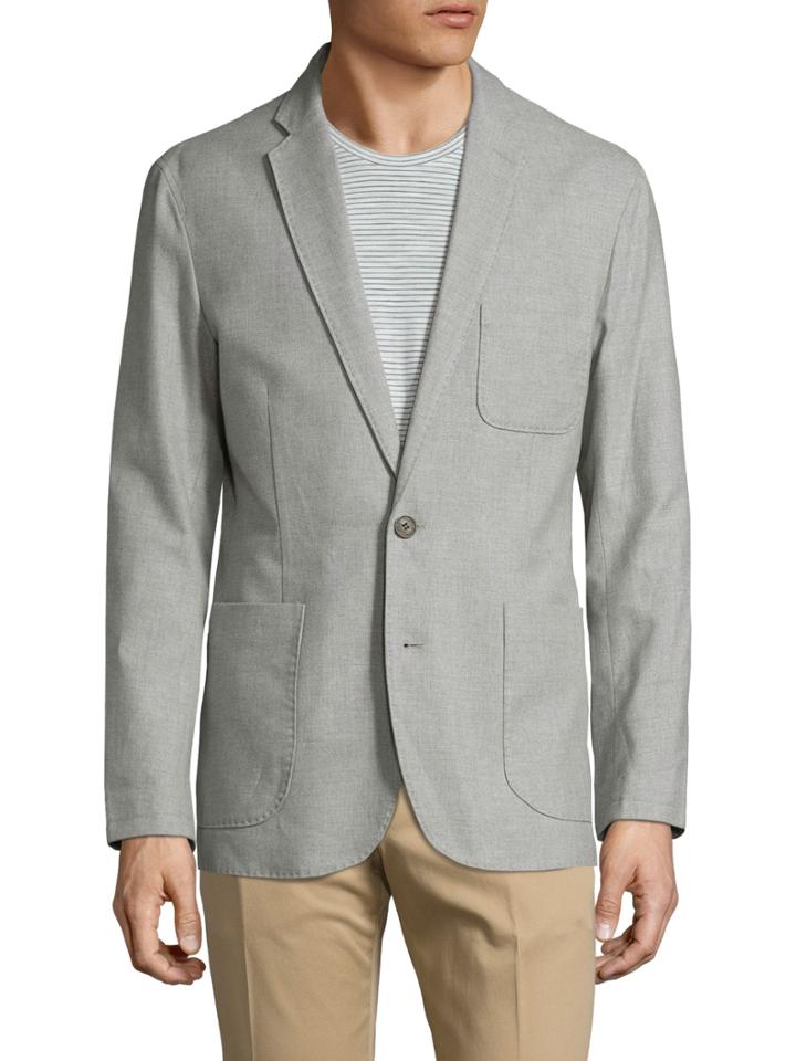 Shades Of Grey By Micah Cohen Line Linen Notch Lapel Blazer