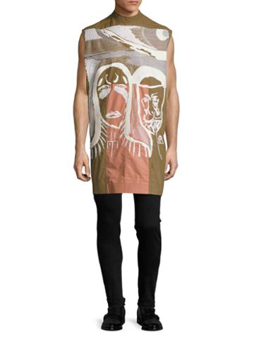 Rick Owens Hun Shield Embroidered Sleeveless Top